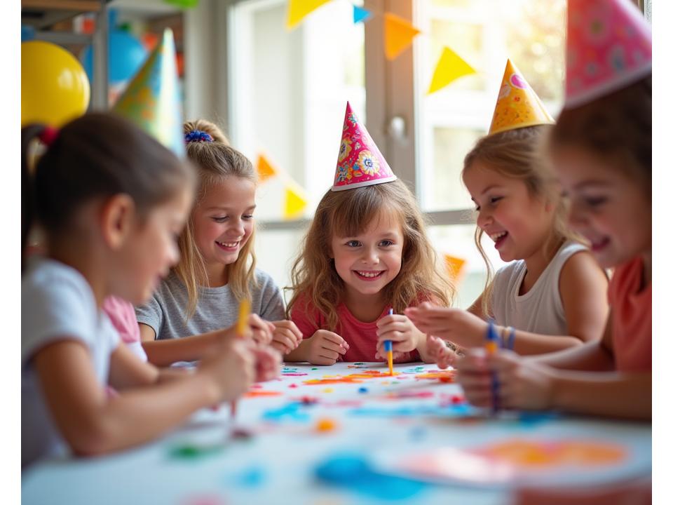 Fiesta de cumpleaños creativa con taller de arte para niños