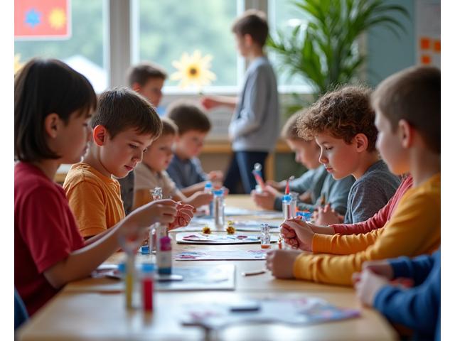 Taller STEAM en colegio con proyectos de arte y ciencia