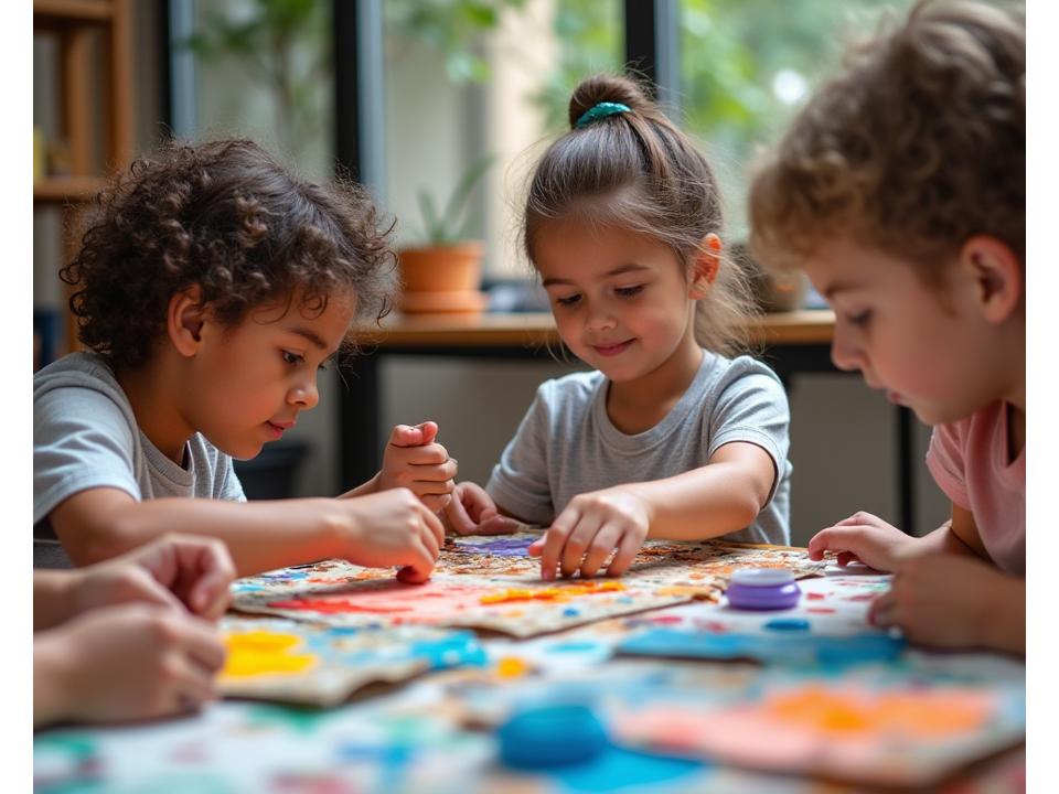 Niños haciendo upcycling y reciclaje creativo